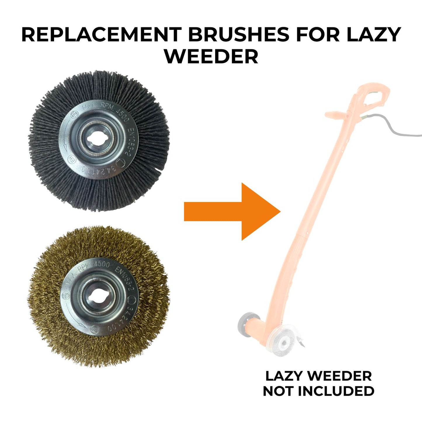 Replacement Nylon and Wire Brushes For Lazy-Weeder - Nut And Bolt Fitting