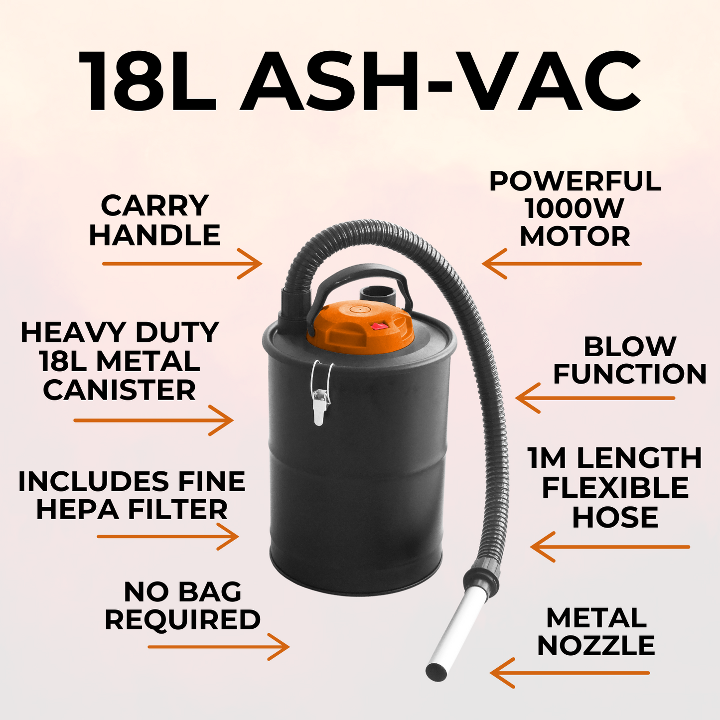 Dirty-Sucker - Ash Vacuum Cleaner - 18L - 1000w