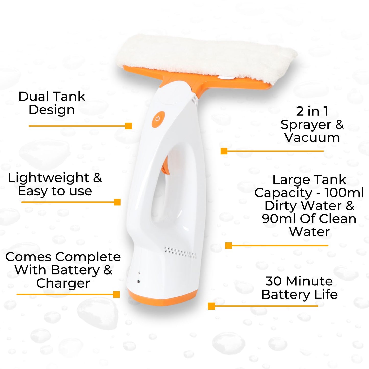 Lazy-Clean Cordless Rechargeable Window Cleaner Vacuum
