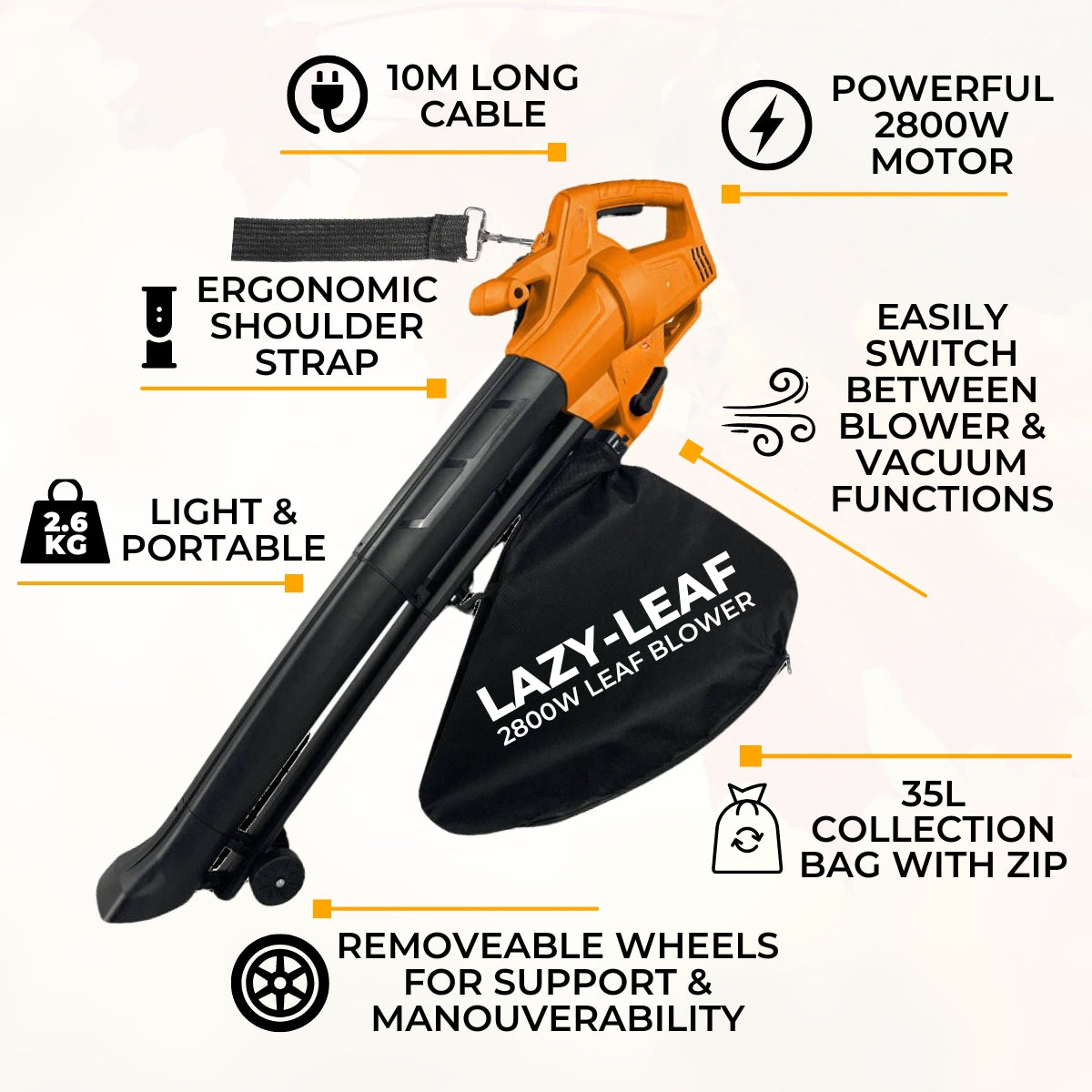 Lazy-Leaf - 3-in-1 - Leaf Blower / Vacuum / Mulcher
