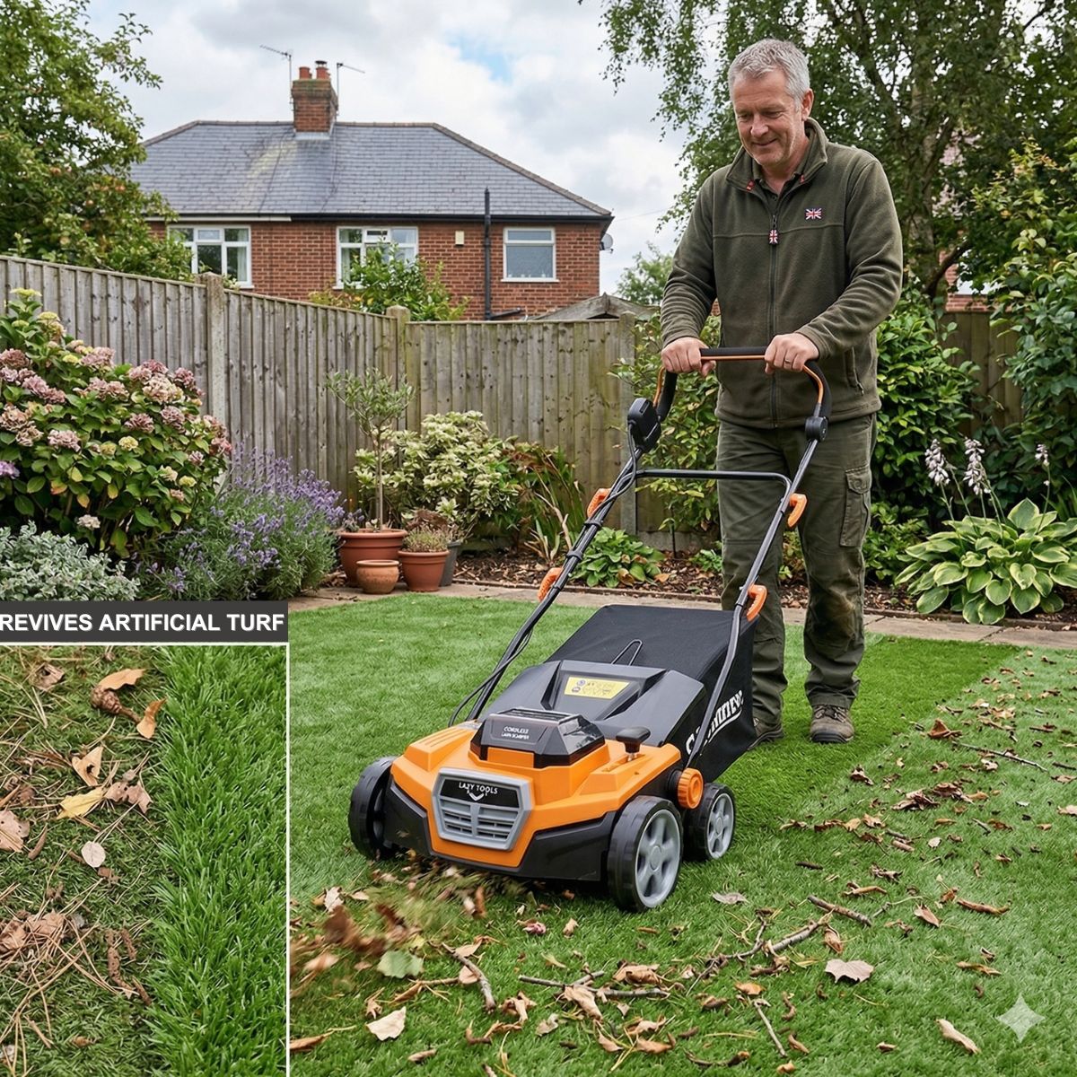 GRADE B: Cordless Lazy-Brush - Artificial Grass Sweeper 40V