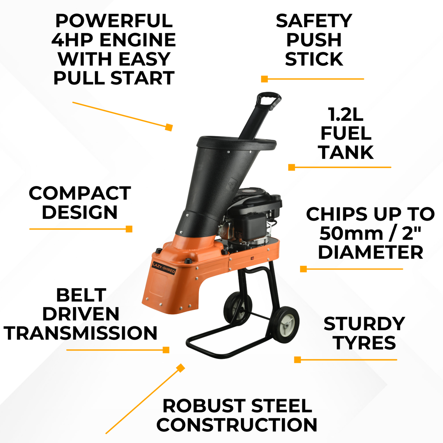 Lazy-Shred - 4hp Petrol Wood Chipper