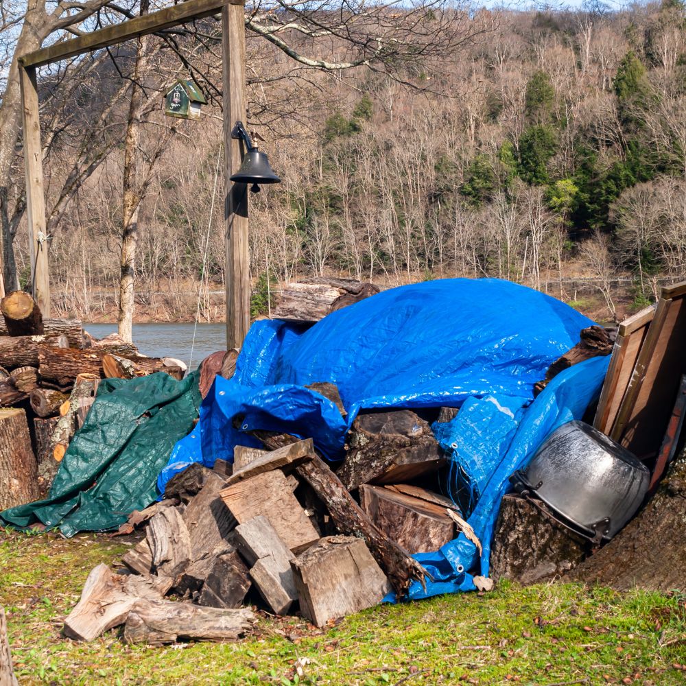Tarpaulin Waterproof Ground Sheet Cover With Metal Fixing Eyelets & Rope Reinforced Hems