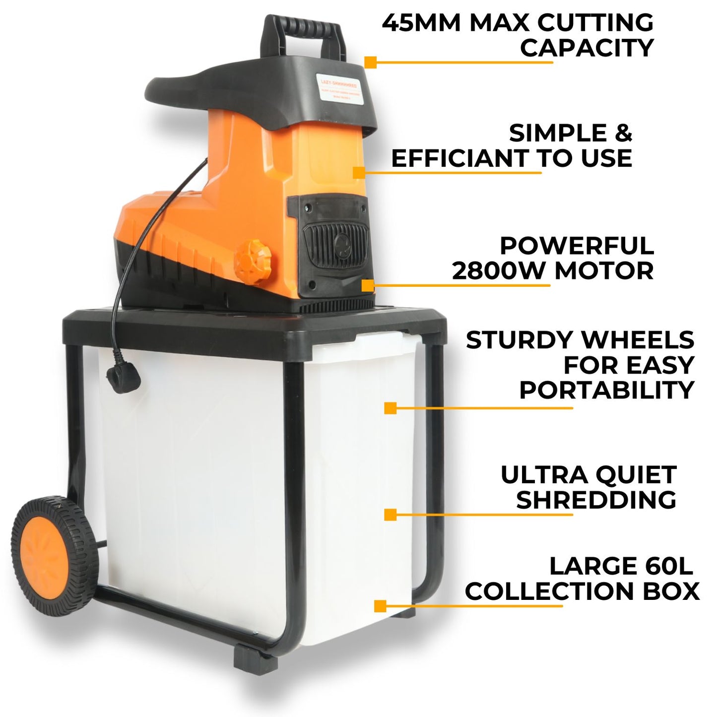 Lazy-Shhhhhred - Ultra Quiet Electric Garden Shredder With Collection Box