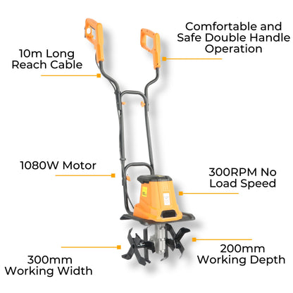 Lazy Tiller - 1080W Electric Soil Tiller