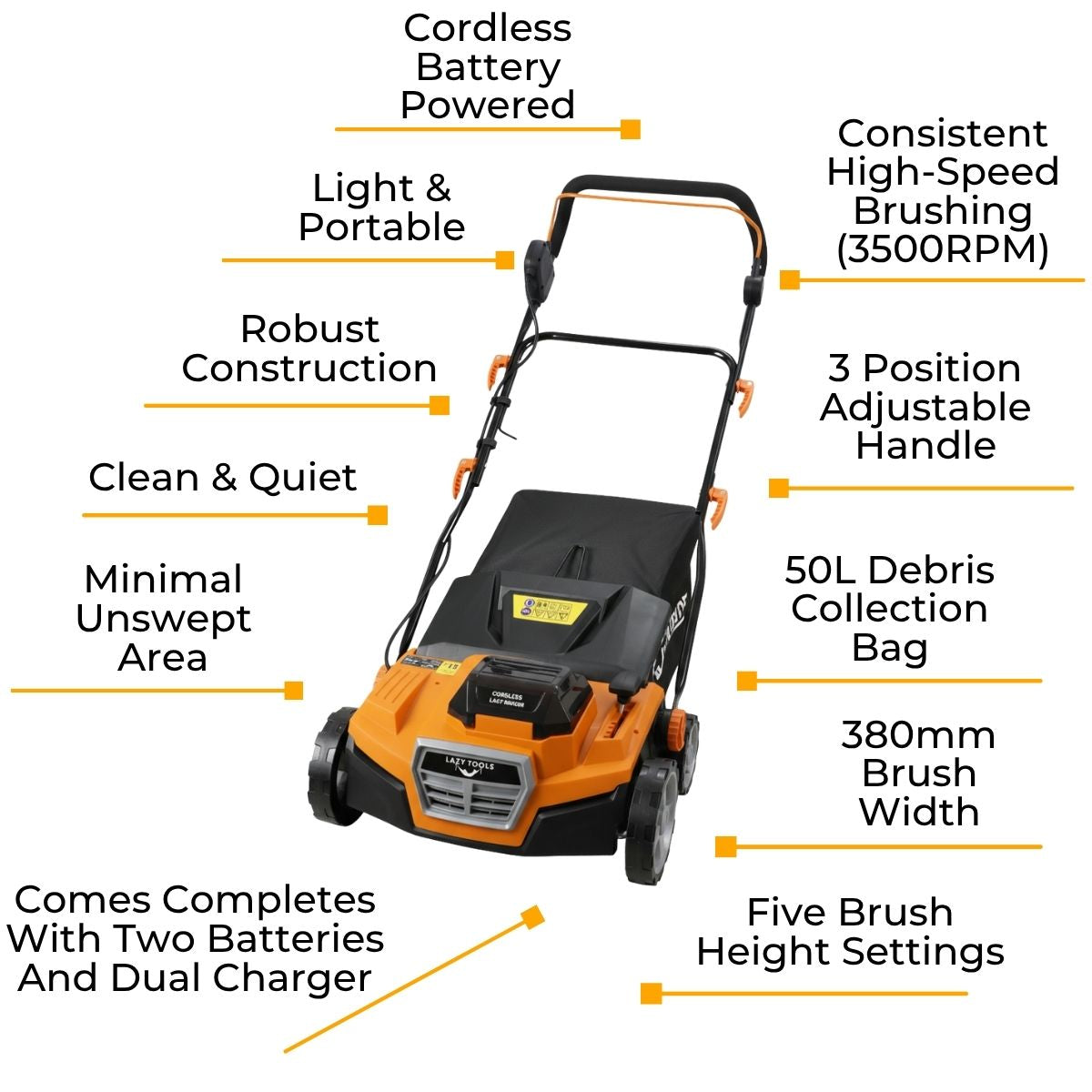 Cordless Lazy-Brush - Artificial Grass Sweeper 40V