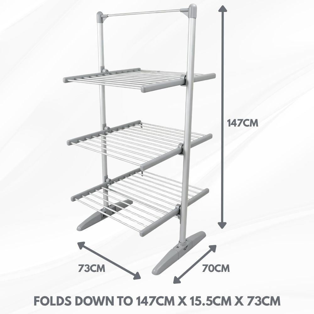 Lazy-Dry Electric Clothes Dryer with Cover - 3 Tier - 36 (21m) Heated Rails