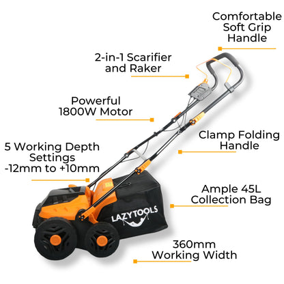 Lazy Scarify - Electric 2-in-1 Scarifier and Raker
