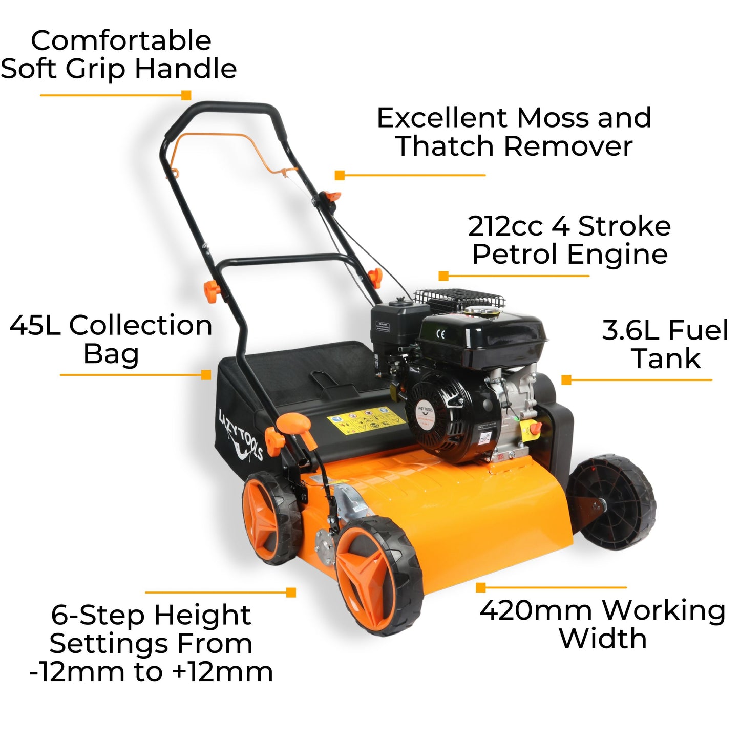 Lazy-Scarify Pro - 2-in-1 Petrol Scarifier and Raker