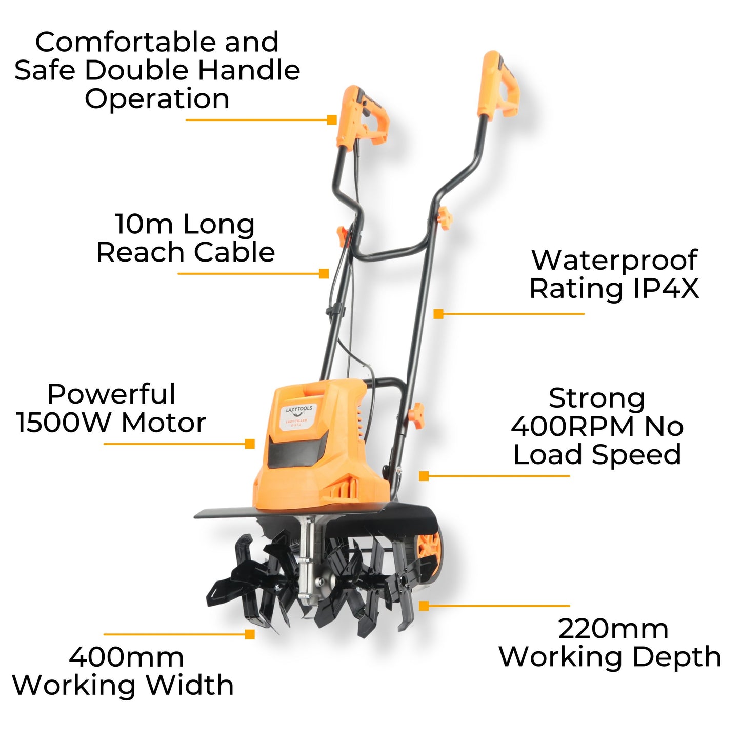 Lazy Tiller - 1500W Electric Soil Tiller