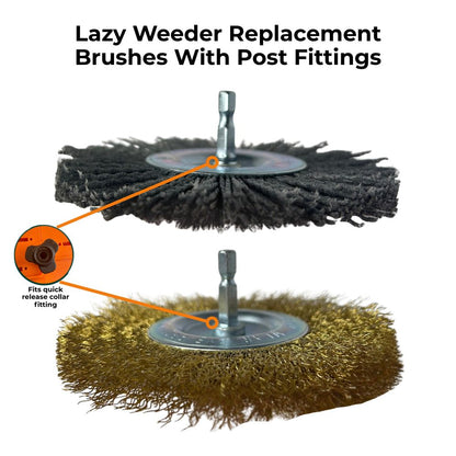 Replacement Nylon and Wire Brush Set For Lazy-Weeder - Post Fitting