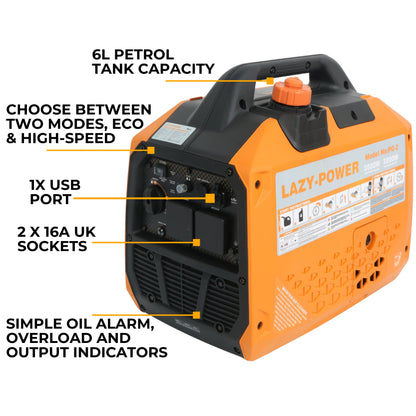 Lazy-Power - Portable Petrol Inverter Generator - 3500W - 149cc