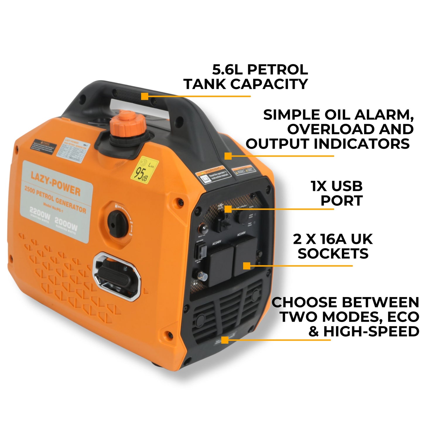 Lazy-Power - 2.3kW Petrol Generator - 98cc
