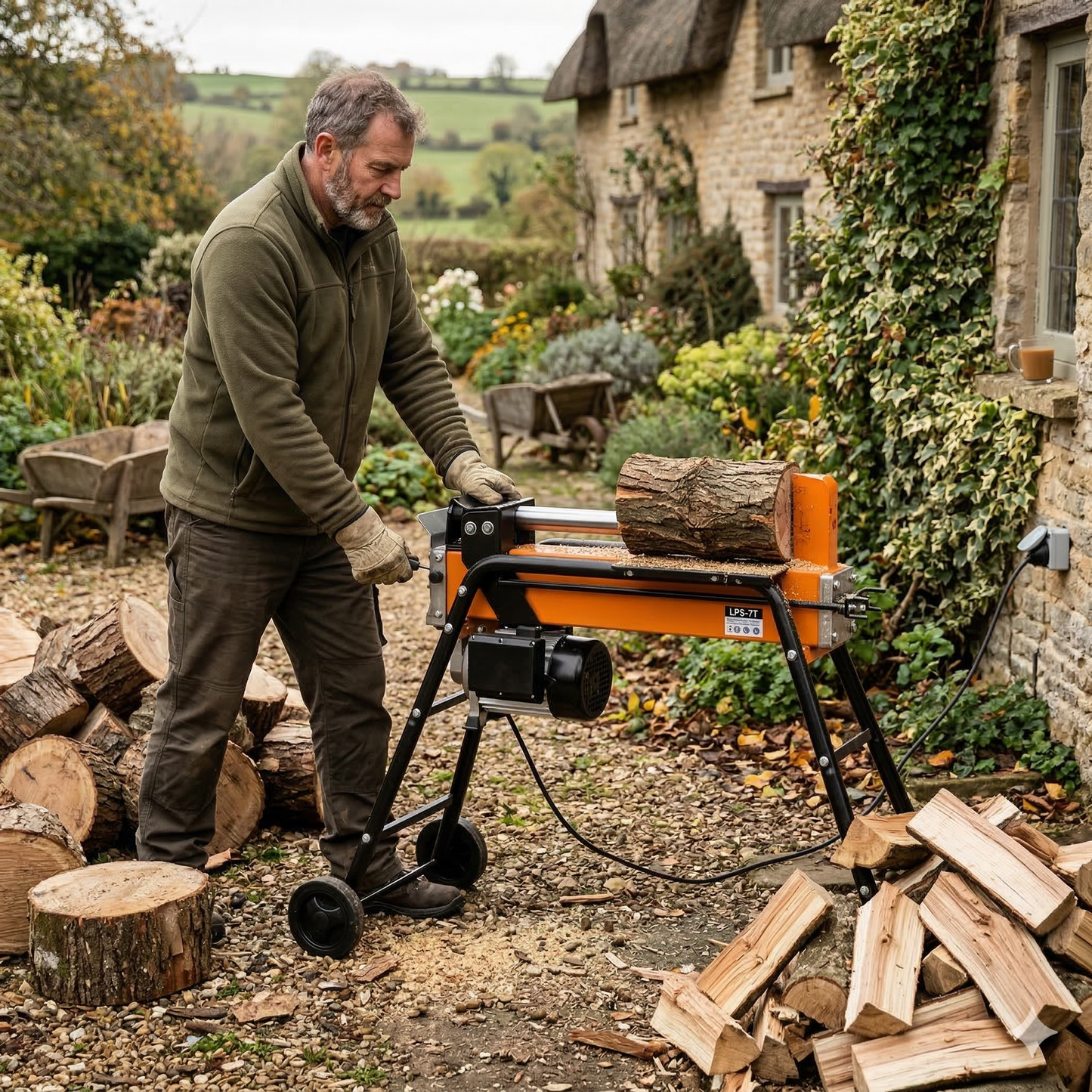 Lazy-Log - 7 Ton - Electric Log Splitter With Stand